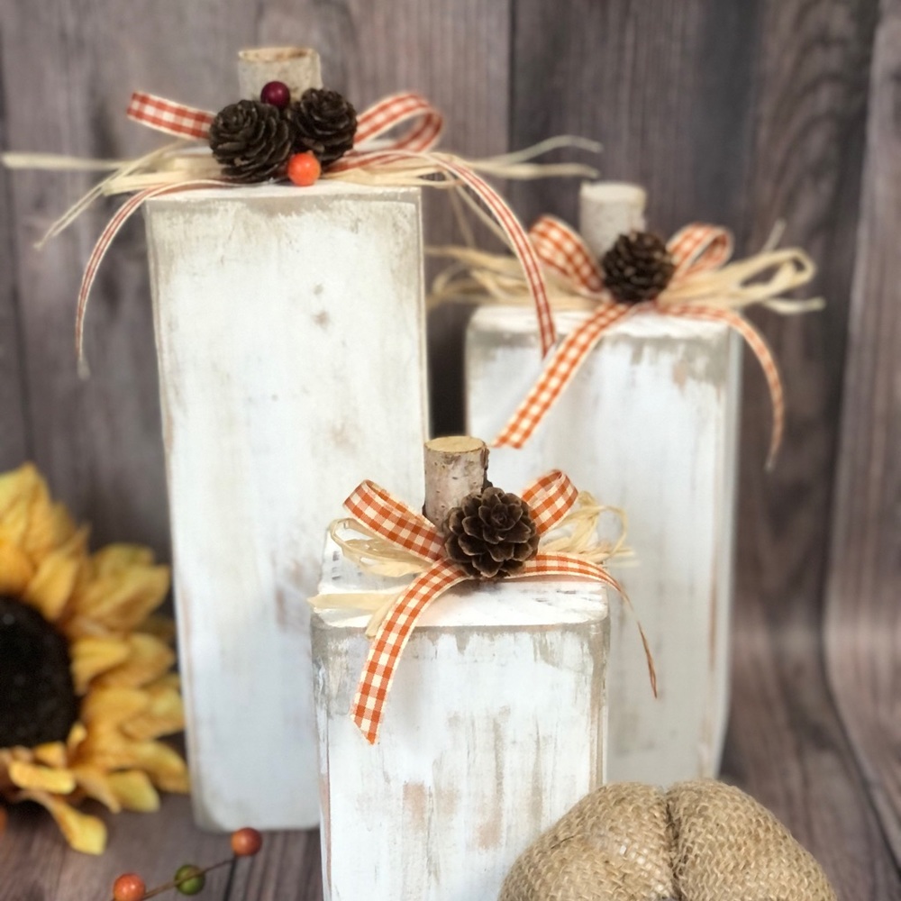 Wood Pumpkins Fall Decor